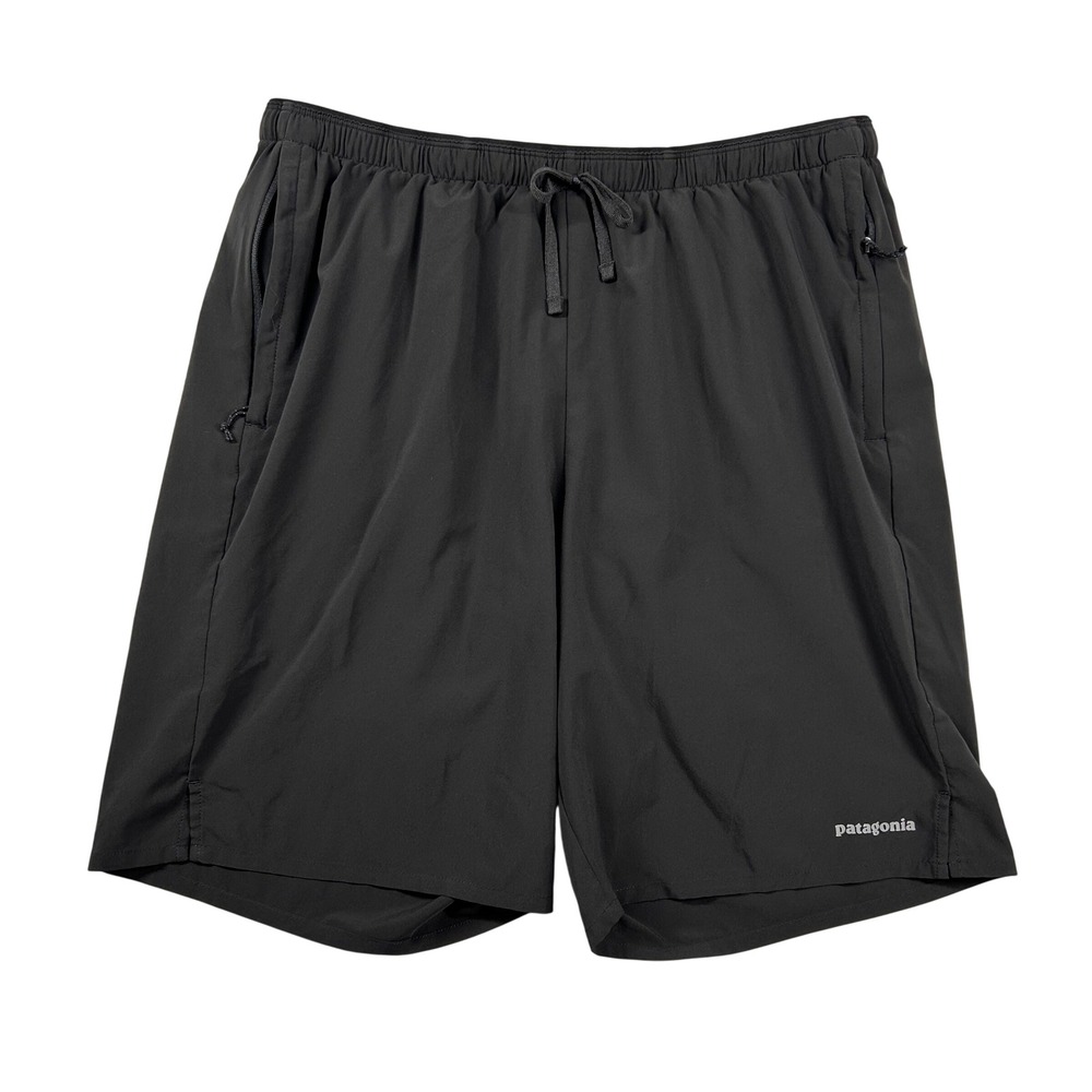 Patagonia Shorts Mens L Nine Trails Black Lined Stretch Recycled Polyester Gym